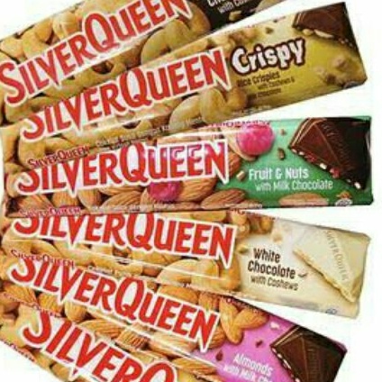 

Silverqueen coklat batangan 62gr/varian almond,cashew,crispy,fruit and nut