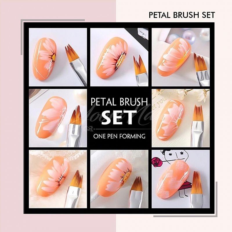 Petal brush set 8pcs nail art brush kuas nail art painting brush kuas kelopak