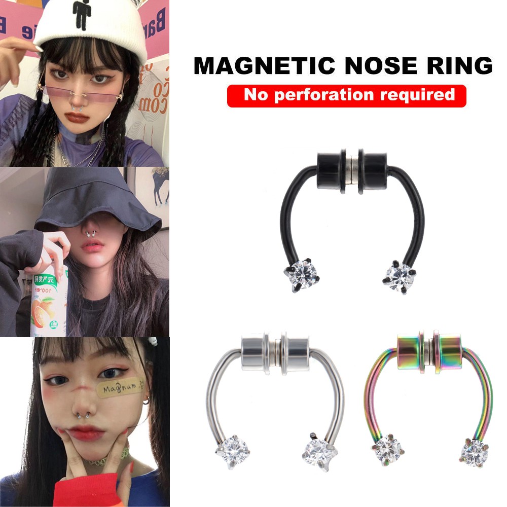 3 Pcs Klip Hidung Palsu Magnetik Bahan Stainless Steel Dapat Digunakan Kembali