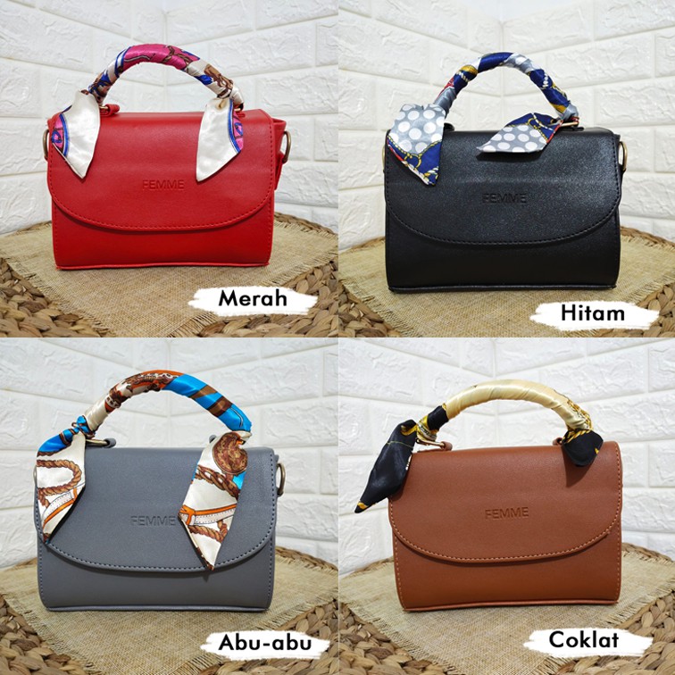 Shoulder bag scraf kulit sintetis Tas Selempang wanita hand bag polos sling bag cewek tas tangan