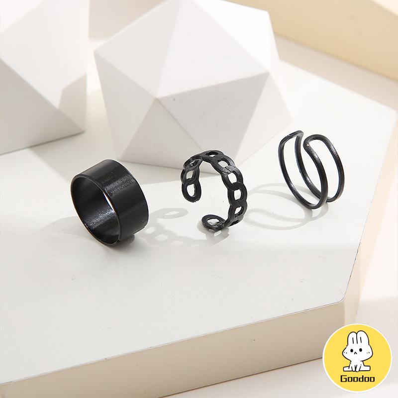 3pcs Set Cincin Jari Knuckle Gaya Vintage Punk Korea Untuk Pria Dan Cincin Wanita -Doo