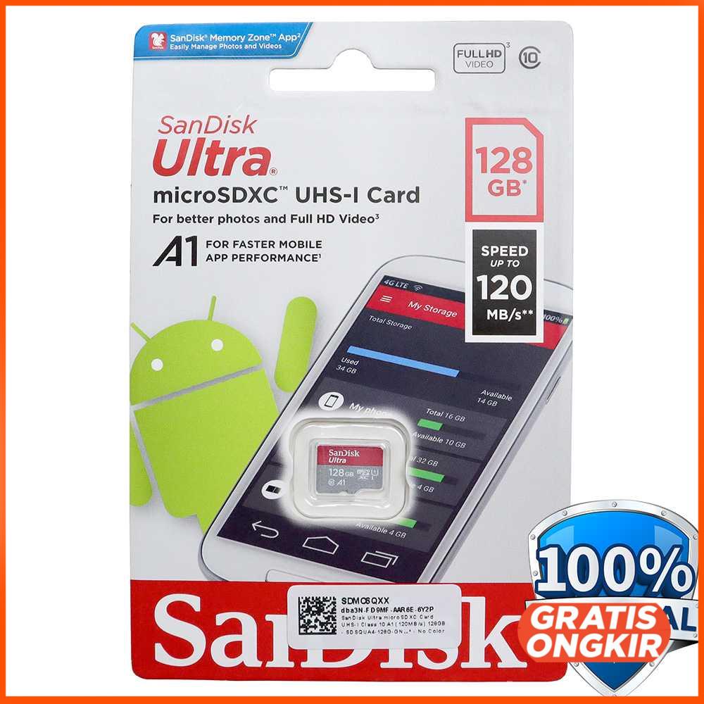 SanDisk Ultra microSDHC XC Card Class 10 A1 120MBps SDSQUA4 128GB