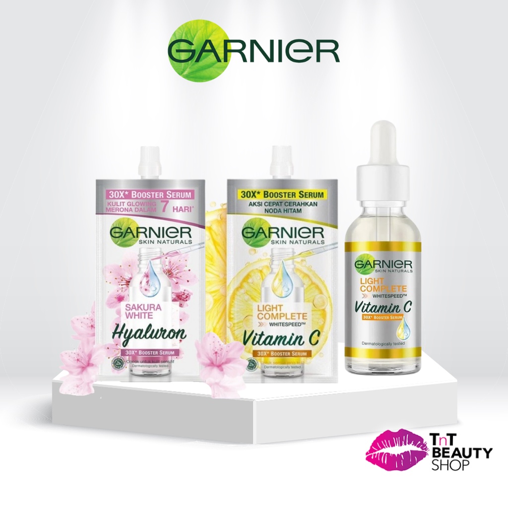 Garnier Light Complete Whitespeed Vitamin C 30X Booster Serum | Sakura White Hyaluron 30X Booster Serum 15ml - 7,5ml SACHET