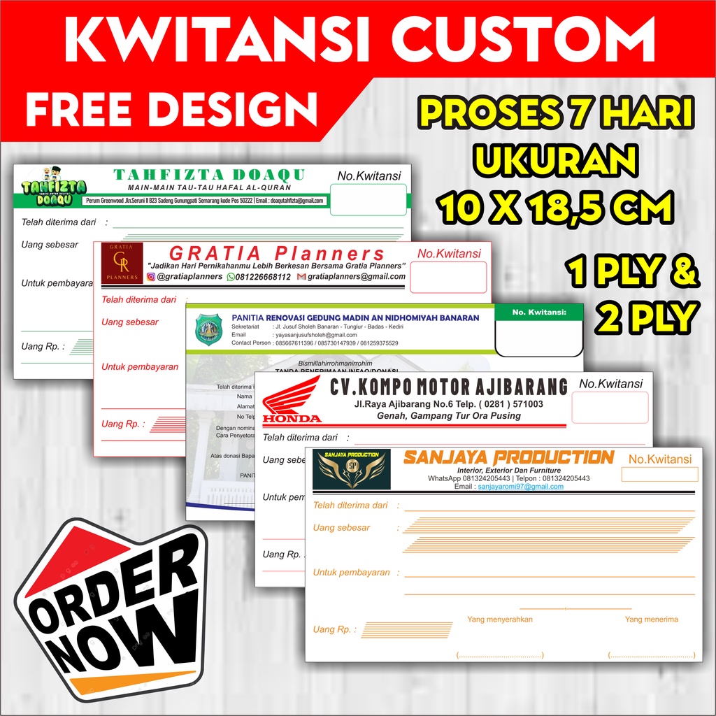 

kwitansi custom f4/folio jadi 3, 1 ply