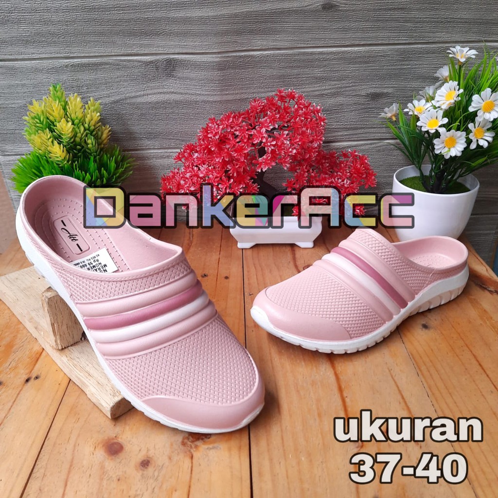 Sandal Slop Att Nswl 491 Ukuran 37-40 Sandal Selop Wanita Sepatu Santai Empuk Nyaman-Merah Muda