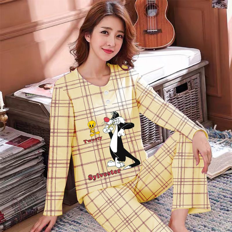 SUNCHERY COD BAJU TIDUR KEKINIAN PP ALL SIZE BAHAN KAOS/BAJU TIDUR PP TERJANGKAU/SLEEPWEAR-TWEETY KUNING
