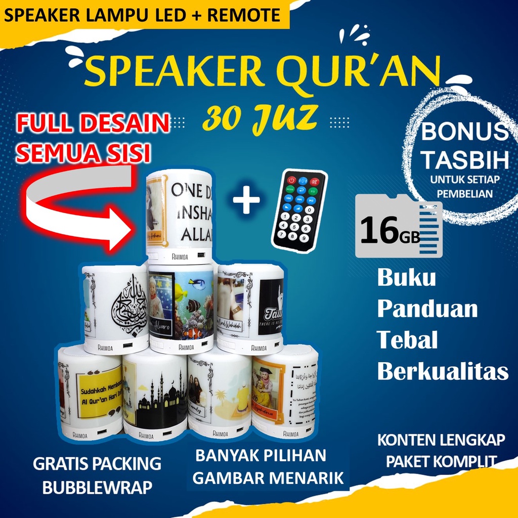 Jual Speaker Lampu LED Murotal Al Quran 30 JUZ 16 GB/ Speaker Murottal
