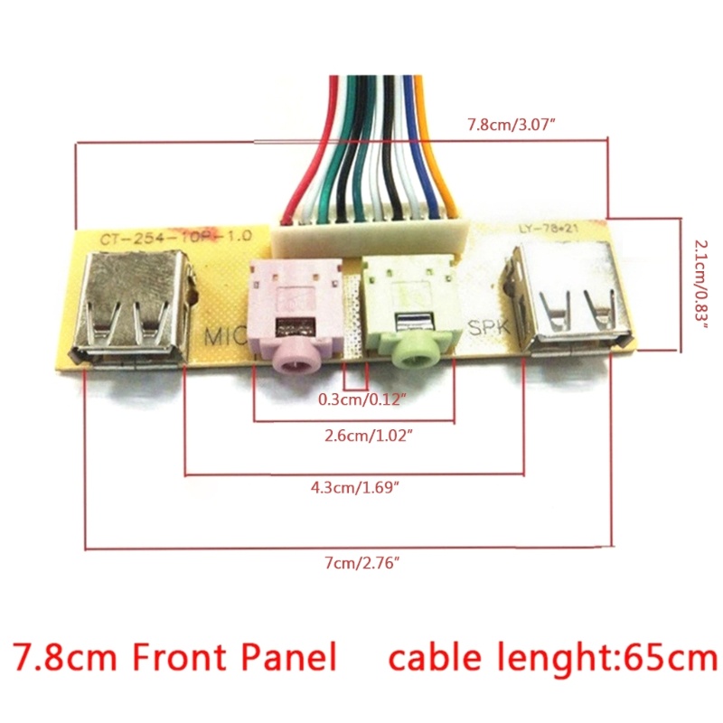 Btsg Kabel Panel Depan USB Komputer Untuk Case Front Panel Desktop Microphones &amp; Earphone Jack Port 7.8cm