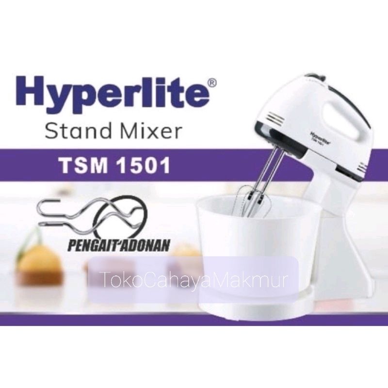 Hyperlite Stand Mixer TSM 1501 150W - 2 Pengaduk, 7 Pilihan Kecepatan