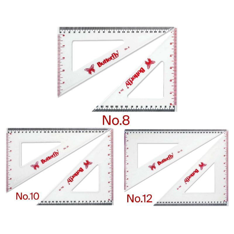 

Garisan Set/Ruler Set/Penggaris Siku/Segitiga Butterfly No. 8, 10, 12