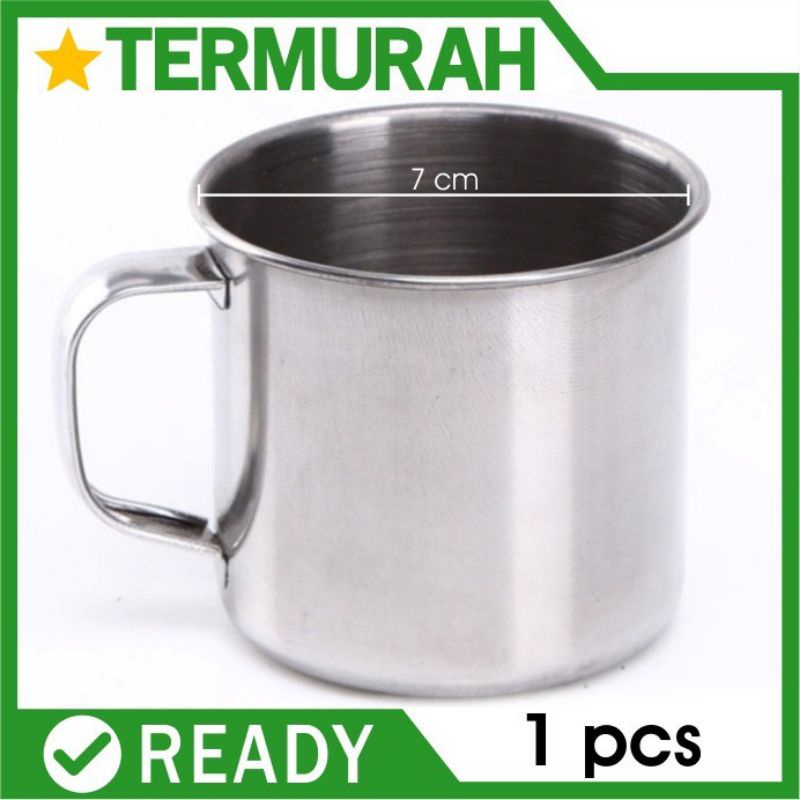 PROMO MUG CANGKIR STAINLESS STEEL 7CM | GELAS KOPI TEH THAI TARIK | MUG CANGKIR STENLIS 555