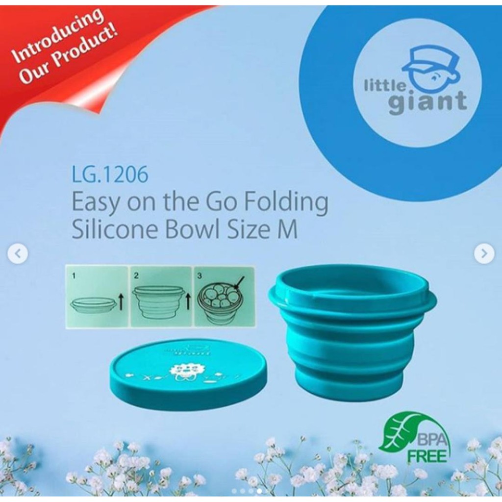 Little Giant LG 1206 Easy On The Go Folding Silicone Bowl Size M Mangkok Makan Bayi