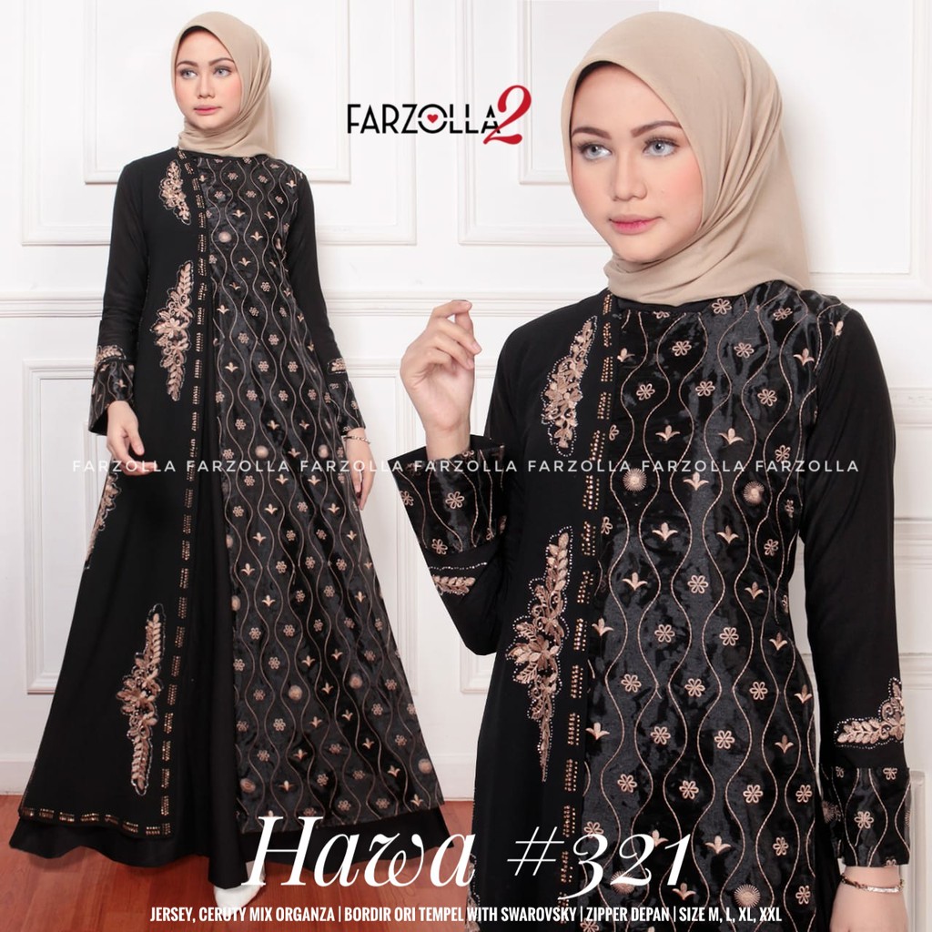Gamis Turki by Butik Solo Bahan Jersey mix Ceruti Bordir Ori Kode HAWA BLACK SERIES 3