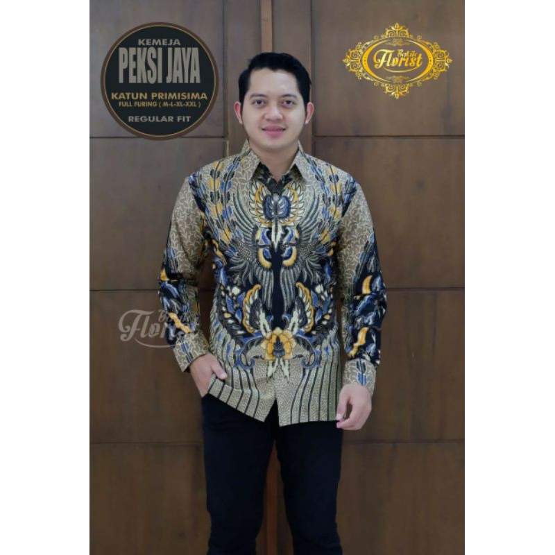 Kemeja Batik Pria Exclusive PEKSI JAYA Batik Pria Motif Terbaru Batik Lengan Panjang Lapis Furing