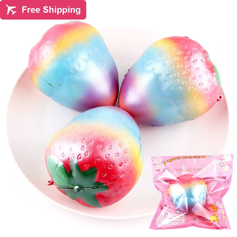 Squishy Unicorn/ Buah/ Roti Squishy 10cm Rainbow Strawberry Fruits Slow COD