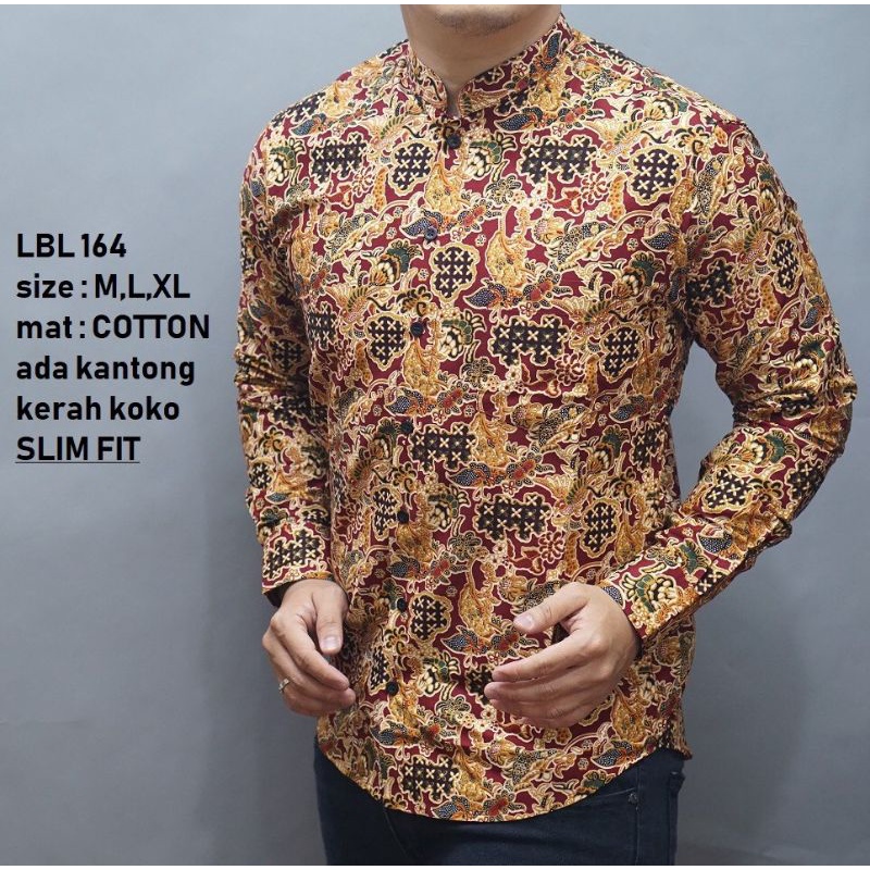 MEN SALE KEMEJA BATIK SLIMFIT LUIGI BATANI PRIA SLIM FIT LBL164