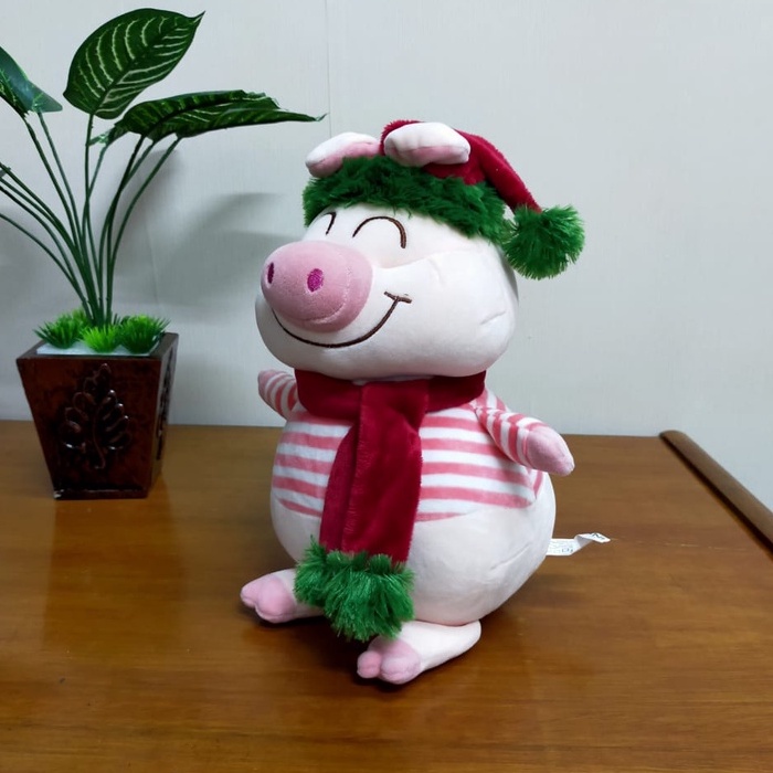 Boneka Pig Strip Chrismas Size 10&quot;/28cm/hiasan natal/kado natal/Boneka Natal