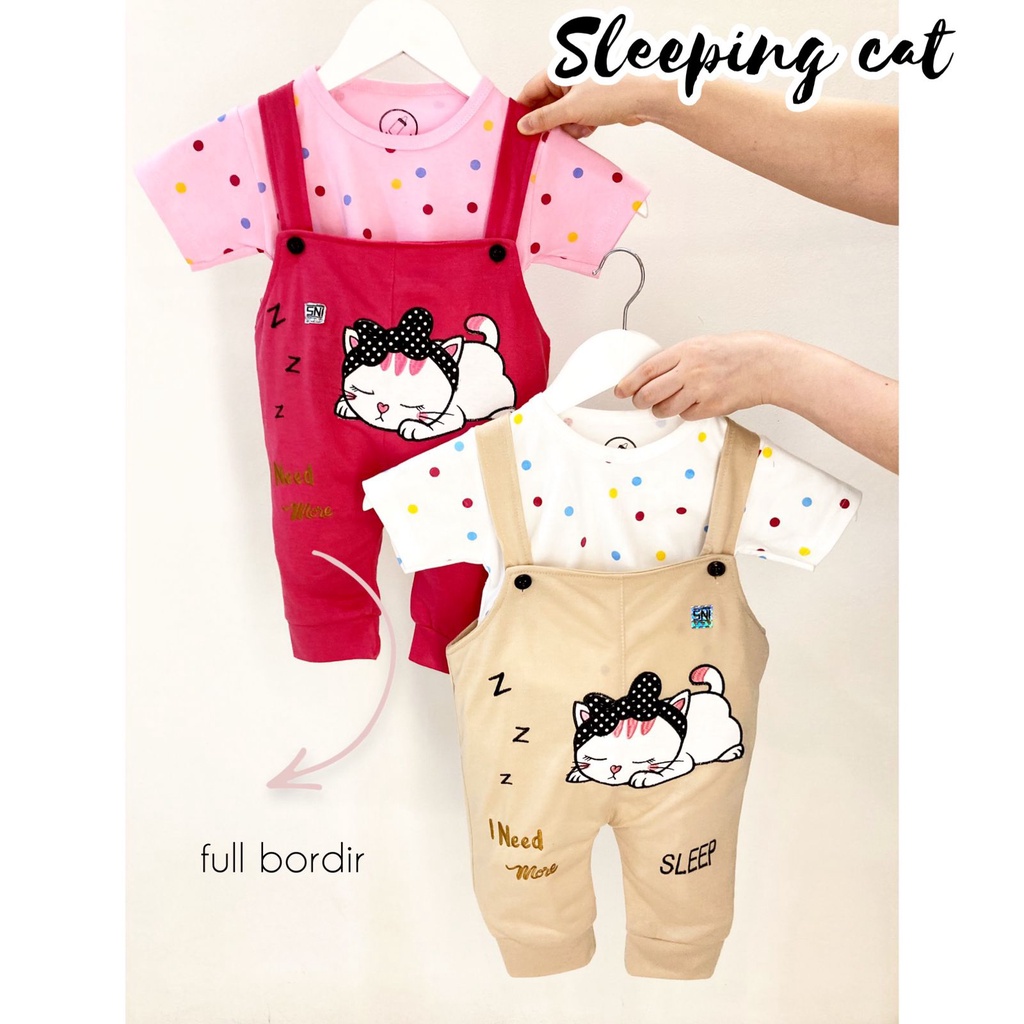 SLEEPING CAT / KITTENBELL JUMPER SET  Baju setelan jumper bandana sepatu pergi lucu fashion anak bayi perempuan