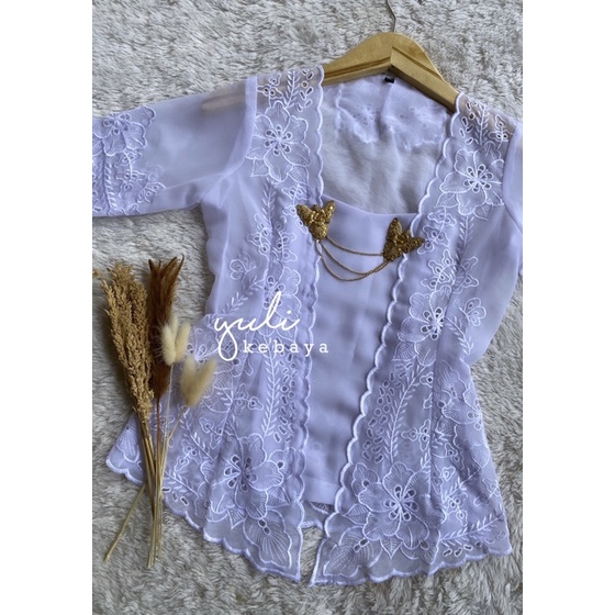 Kebaya Bali Bordir Jadi Premium kutubaru lengan pendek | Yulikebayabali