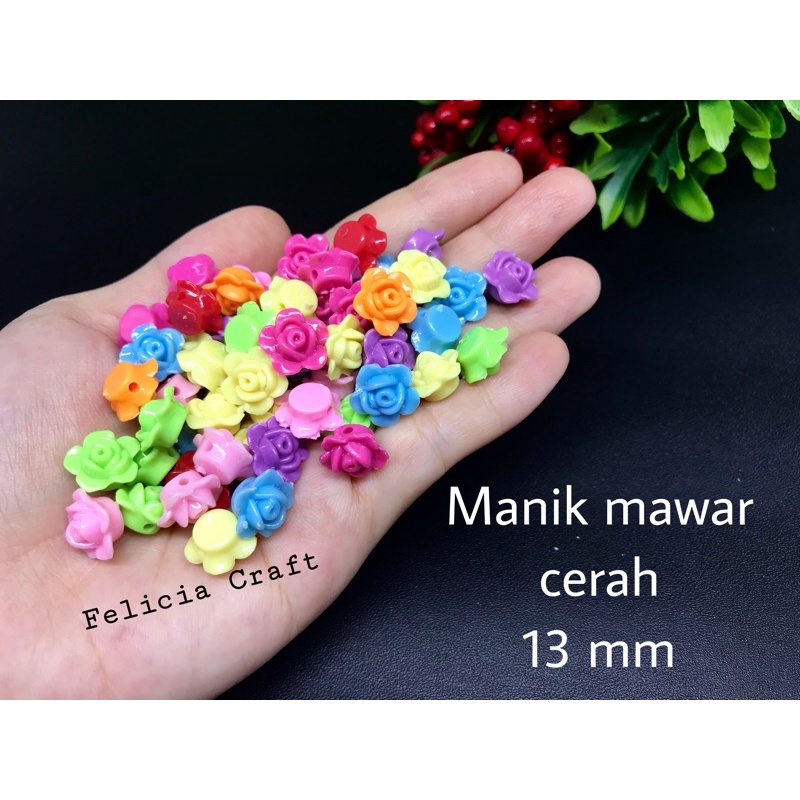 20gr [+/- 45pc] Manik mawar cerah 13 mm