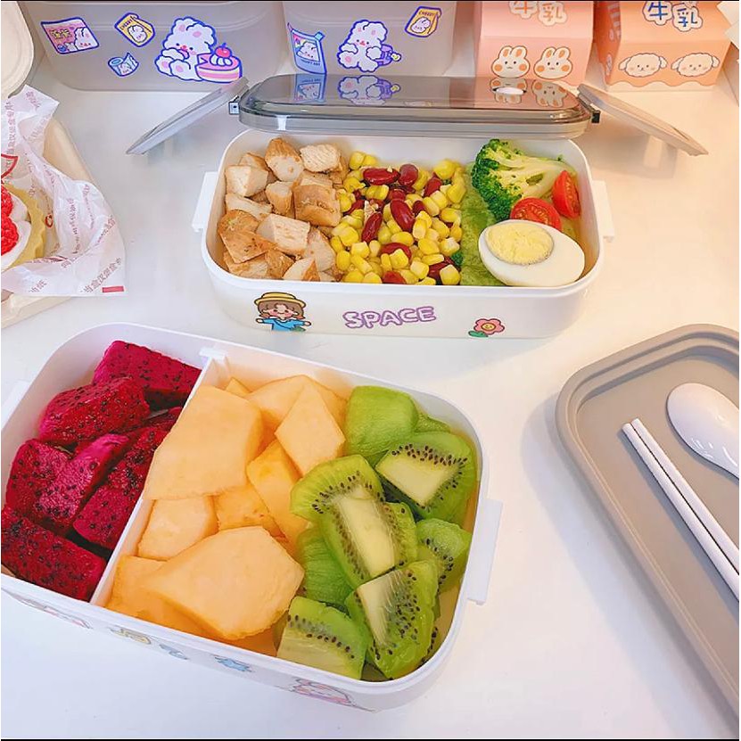 Kotak Makan Bento Lunch Box Transparant Tempat Makan BPA Free 1100ml