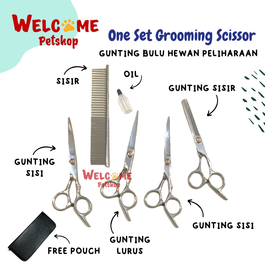 One Set Grooming Scissors Gunting Bulu Rambut Anjing Kucing Kelinci