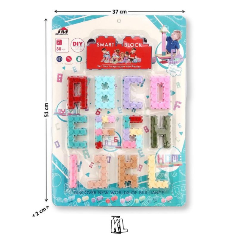 Mainan Edukasi Creative Puzzle Block Huruf Bangunan 80 Pcs