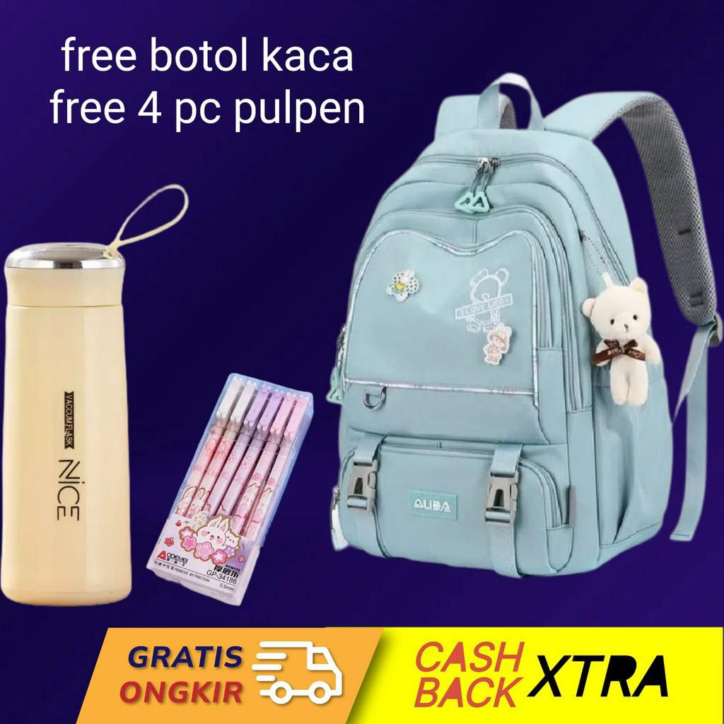 Tas Sekolah Anak Perempuan SD SMP SMA Ransel Kerja ORIGINAL Tas Sekolah Anak Laki-Laki Free Botol Minum Kaca 2023