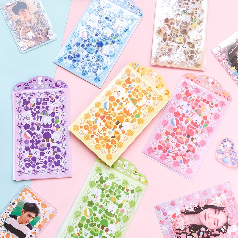 4 Lembar Stiker Glitter Bahan PVC Untuk Dekorasi Scrapbook / Album / Diary DIY
