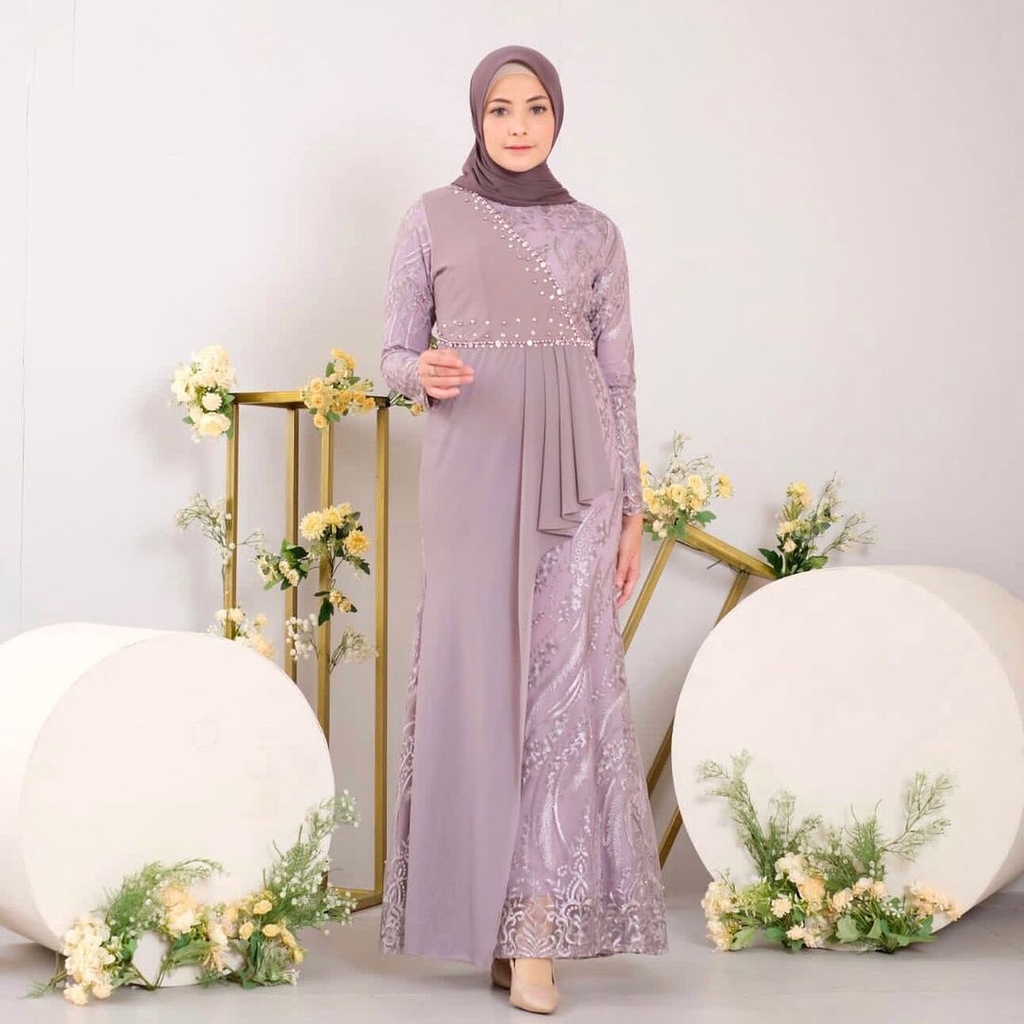 Jual Eliza Ready Jumbo Xxl Gamis Yuma Dress Brokat Seragam Keluarga