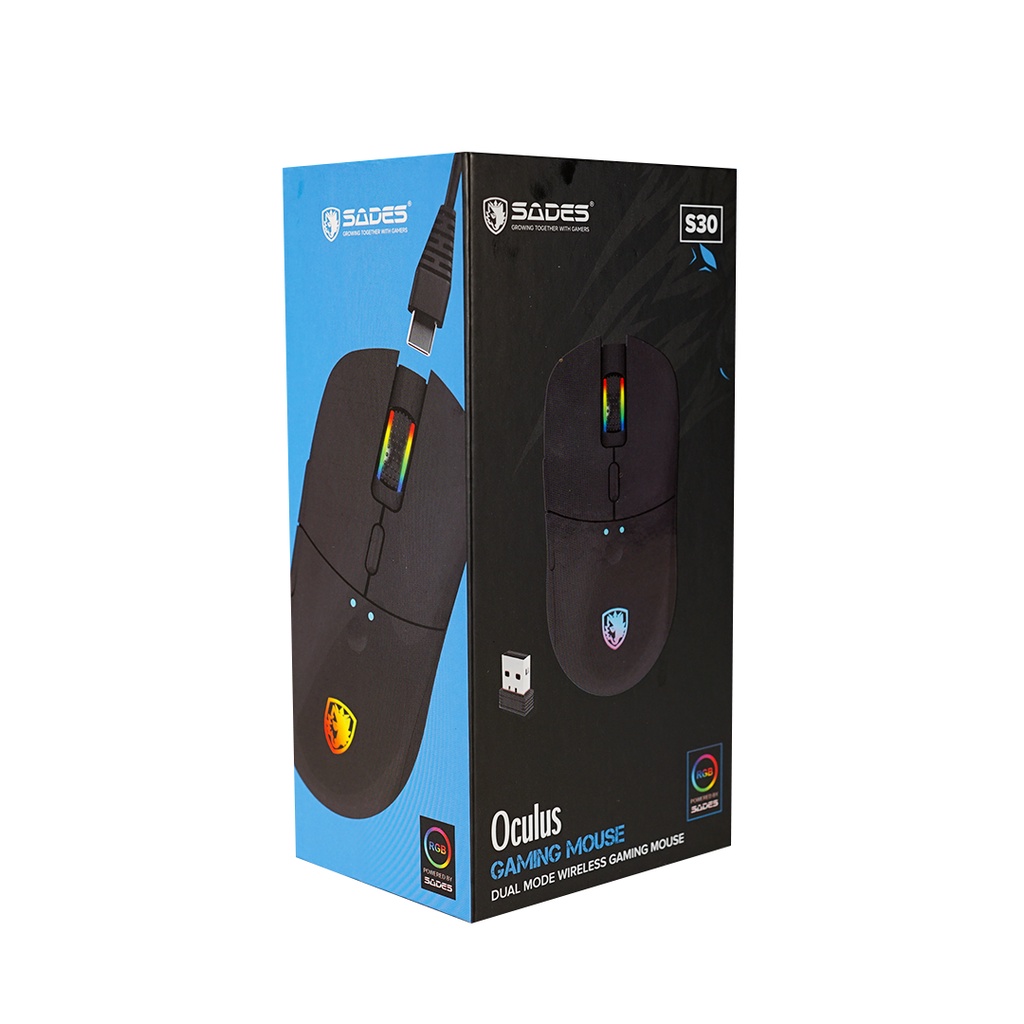 Sades Oculus S30 Mouse Gaming Wireless RGB Dual Connection