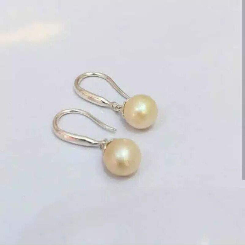 Anting mutiara air laut lombok asli rangka silver bersertifikat