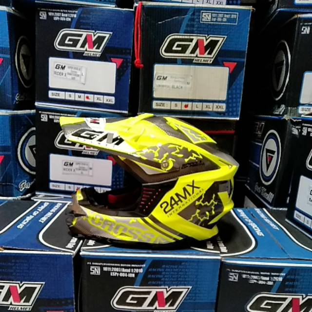 Helm GM SUPER CROSS SE MX YELLOW FLOURECEN SILVER