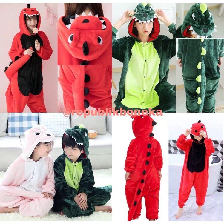 ONESIE DINOSAURUS DINO KIDS KOSTUM ANAK PIYAMA