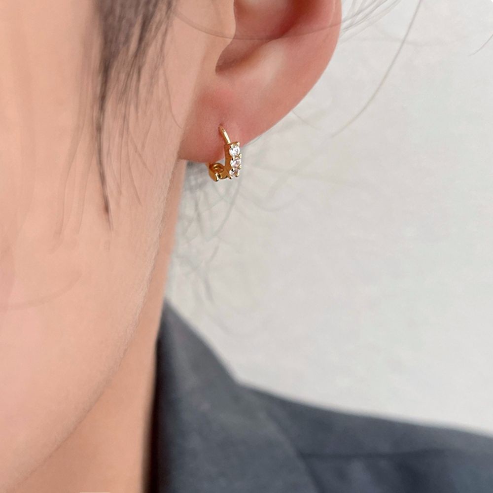Needway  Korean Circle Ear Buckles Simple Cross Ear studs Rhinestone Hoop Earrings Women Round Shape Elegant Sweet Geometric Exquisite Fashion Jewelry