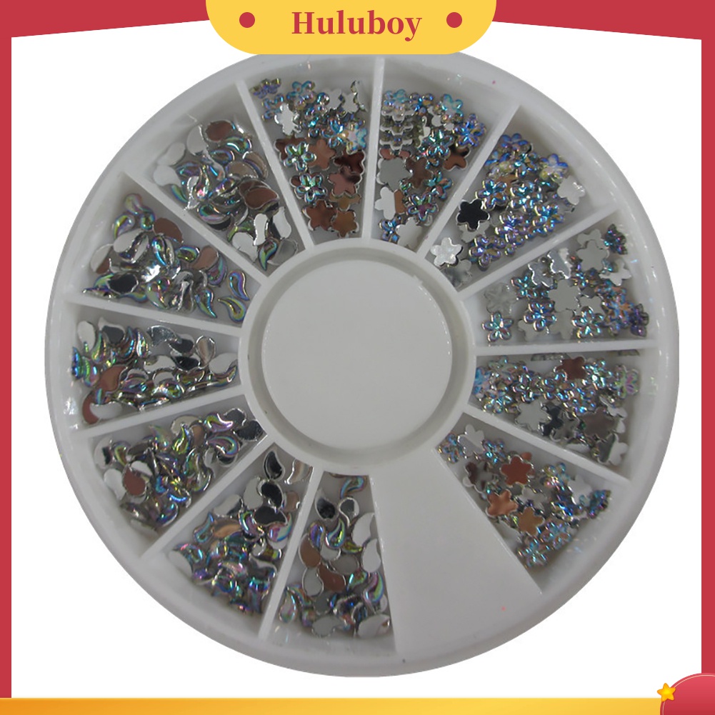 Huluboy Huluboy♡ Berlian Imitasi Bentuk Bunga Warna AB Untuk Dekorasi Nail Art