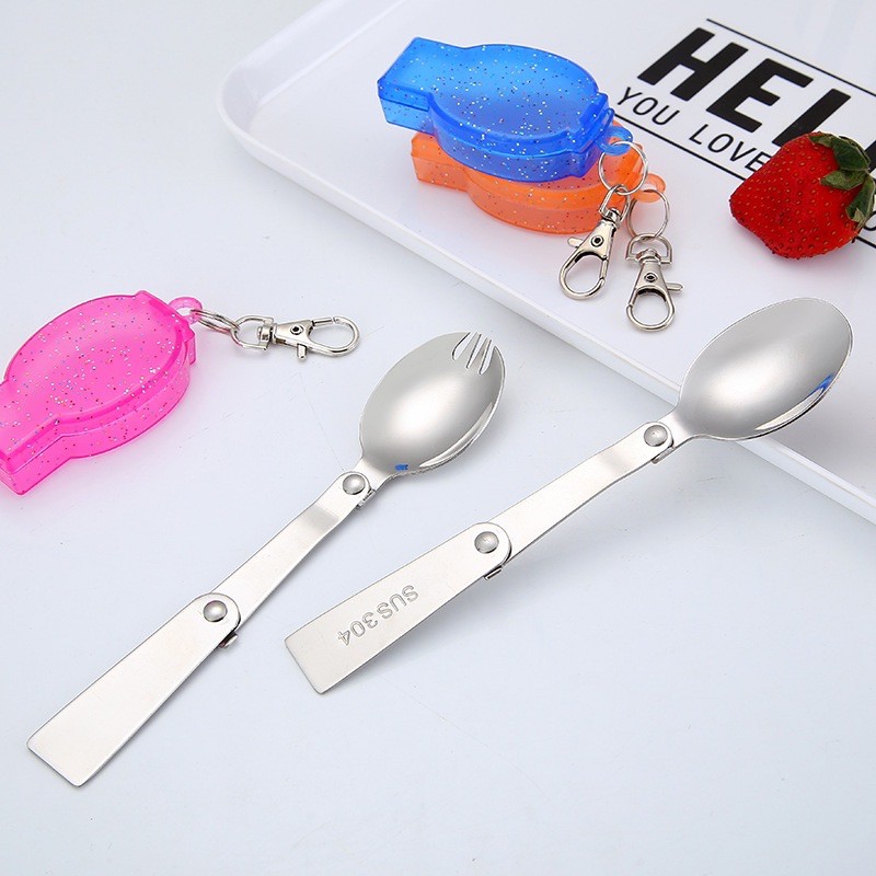 sendok lipat garpu lipat folding spoon fork travel serbaguna sendok garpu stainless anti karat