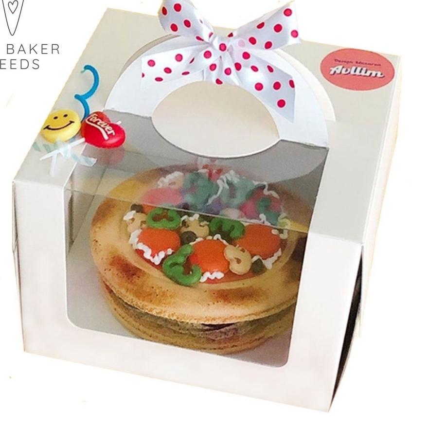 ✩ Korean Cake Box Mika Handle Transparan 22 x 22 x 15cm ☎
