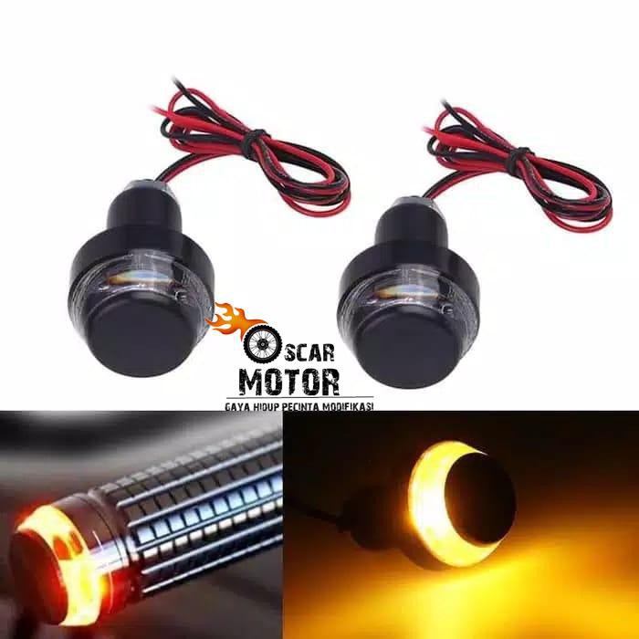 Jalu Stang Motor DRL LED 2 Mode Fungsi Sein Universal Bandul Stang Plus Lampu Sen Motorcycle Bar End motor