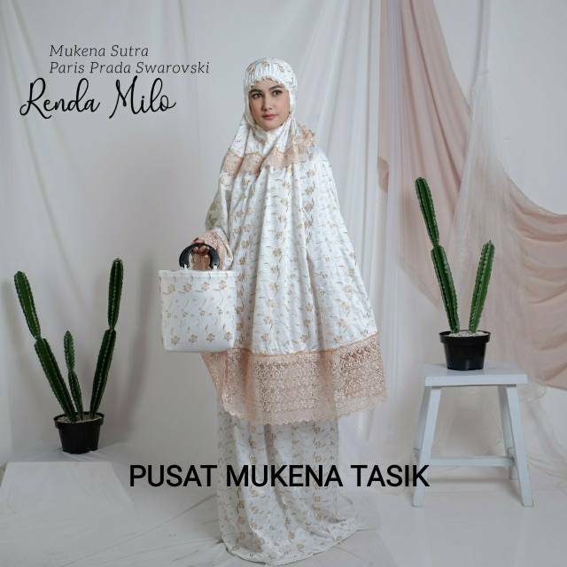 Mukena Dewasa Prada Renda Milo Swarovski || Mukena Mewah