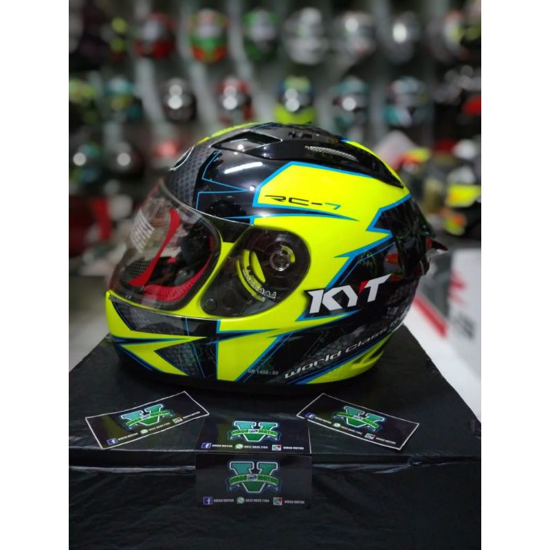 HELM KYT RC7 MOTIF # 16 YELLOW FLUO GUN METAL /BLACK  FULL FACE
