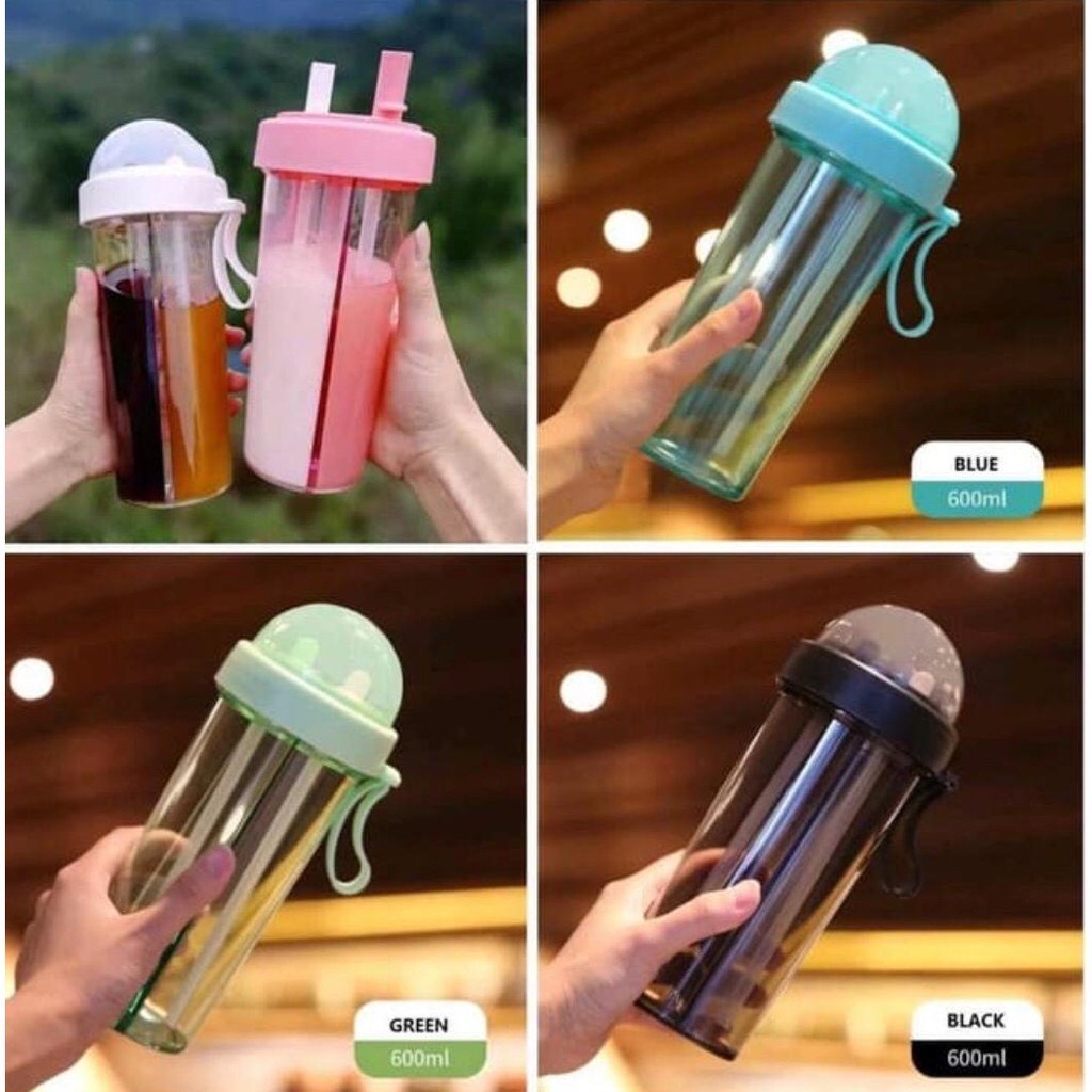 [ ABJ ] Botol Minum 2 Sisi Duet Couple Bottle Travel Botol Minum Duet Use Bottle Dua Sisi Sedotan