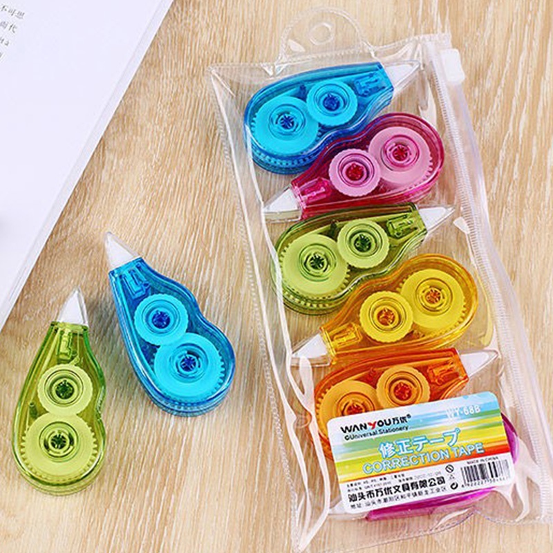 6 Pcs Transparent Rainbow Color Correction Tape Student Portable Writing Correction Supplies