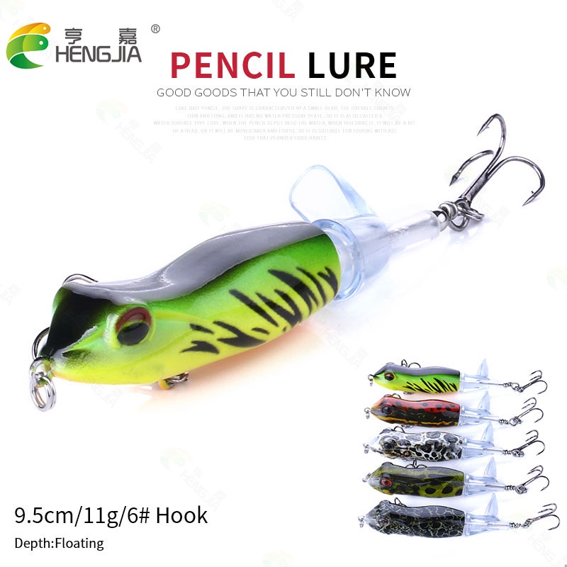 Hengjia 5pcs / Lot Umpan Pancing Bentuk Katak Whopper Plopper 9.5cm 11g