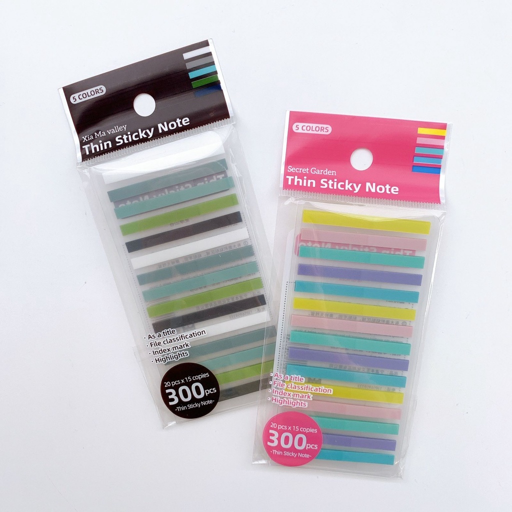 

[HARU] 300pcs Slim Index Marks Highlighter Marks Paper Kertas Thin Sticky Notes