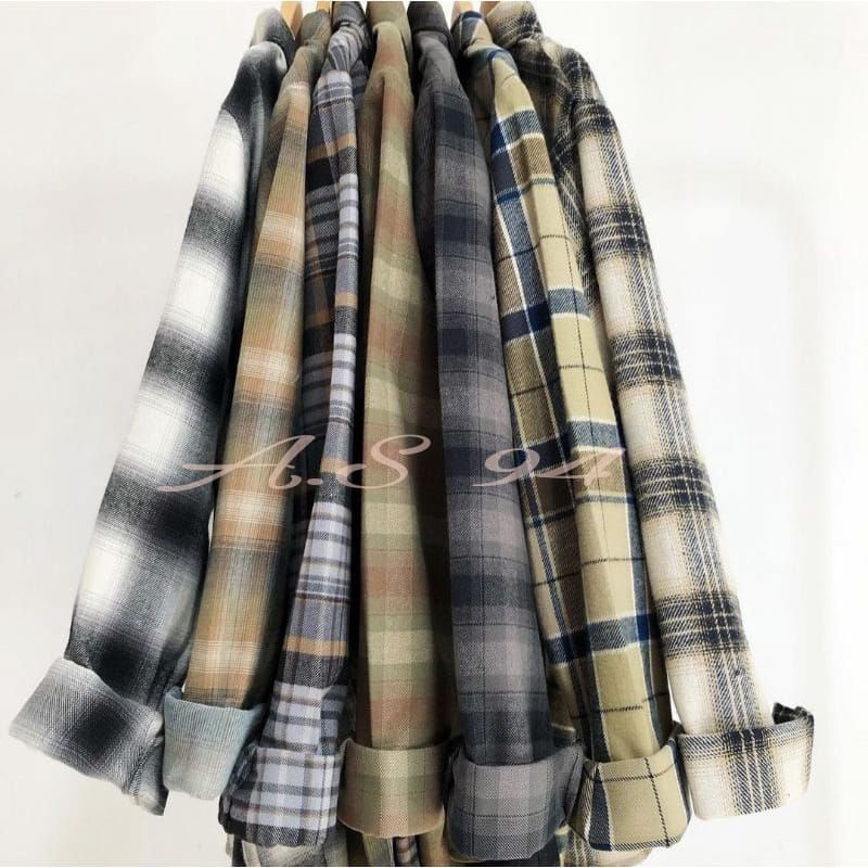 Kemeja Flanel Wanita Panjang Kotak Kotak Atasan Baju Kemeja Wanita  Blouse Outer Flannel