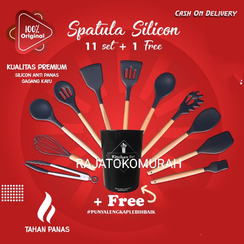 SPATULA SILICON PERLENGKAPAN MASAK 12 IN 1 FOOD GRADE