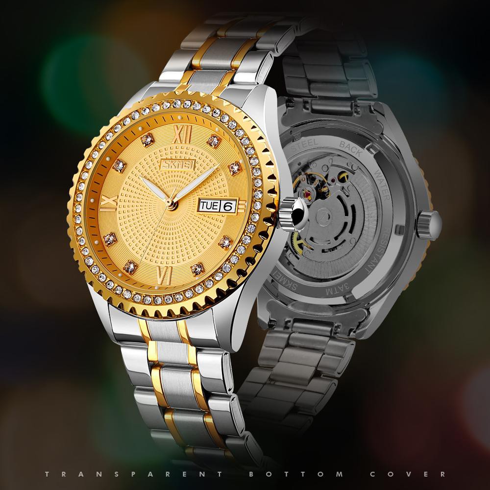 FREE BOX Premium SKMEI 9221 Luxury Automatic Mechanical Men Watches Dragon Diamond Hollow Watch