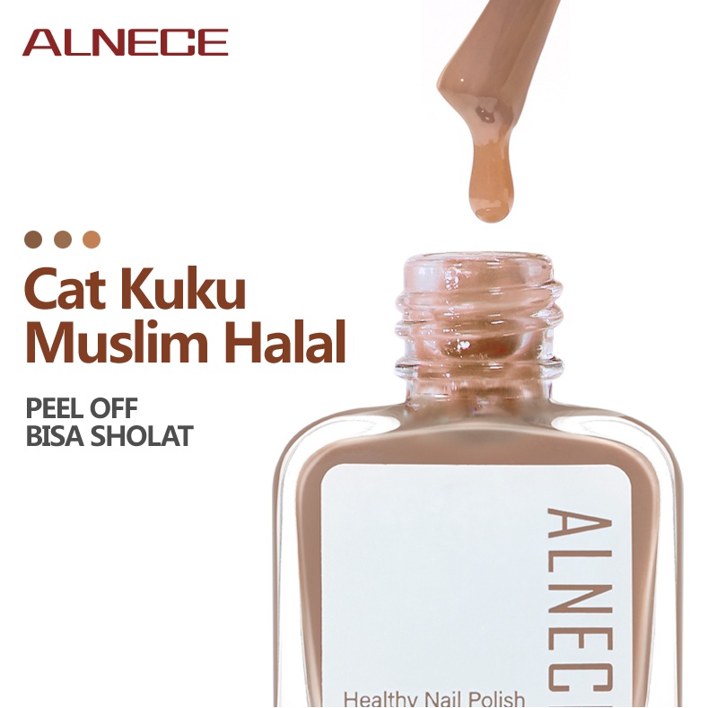(COD) ALNECE KUTEK PEEL OFF Muslimah HALAL Merah Maroon KUTEKS  Gel Nail polish Nude series