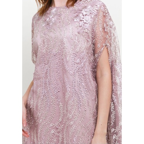 ICONS GLITTERY TWO TONE EMB TULLE KAFTAN W/ PEARL CAPE LEBARAN MODERN MEWAH FASHION WANITA MUSLIM TNIC0605BB/0422